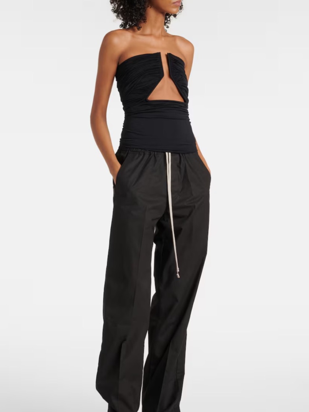 Rick Owens Black Prong Jersey Strapless Top - Picture 4 of 9